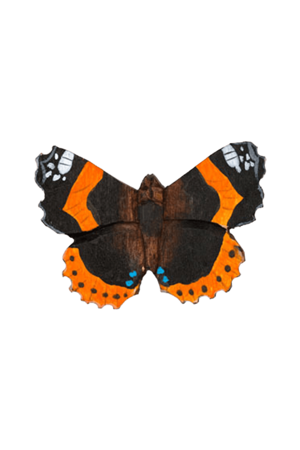 Magnete in legno a forma di farfalla Vanessa atalanta.