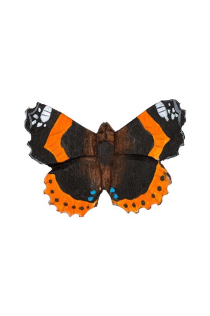 Magnete in legno a forma di farfalla Vanessa atalanta.