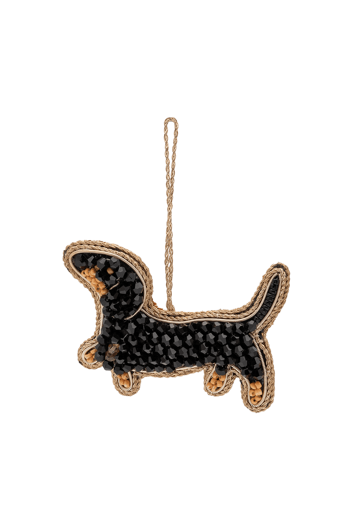 Christmas Tree Ornament Beaded Dachshund BLACK