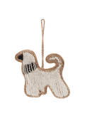 Christmas Tree Ornament Beaded Fancy Dog WHITE