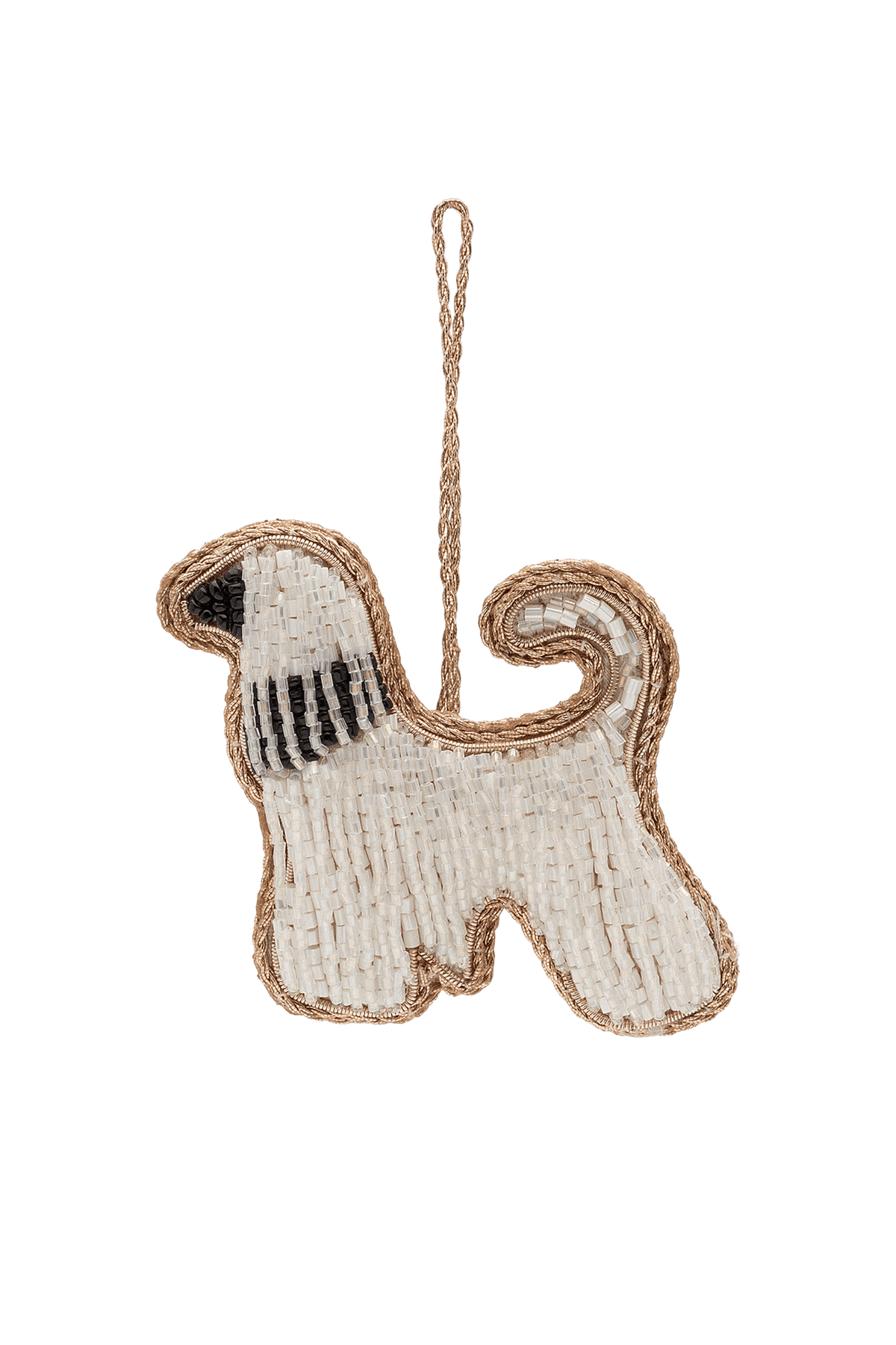 Christmas Tree Ornament Beaded Fancy Dog