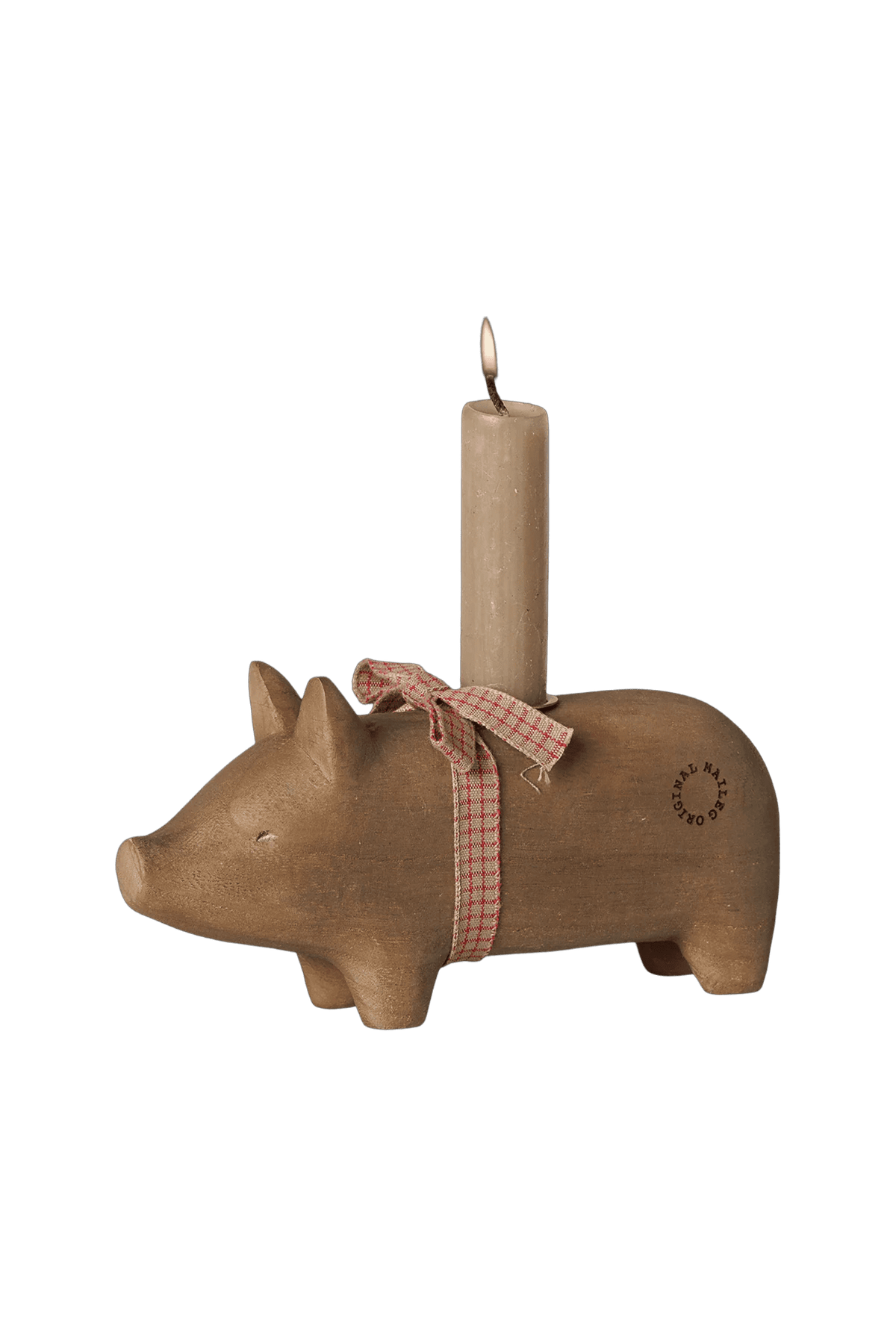Drewniany świecznik Świnka Medium
