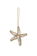 Christmas Tree Ornament Beaded Starfish WHITE