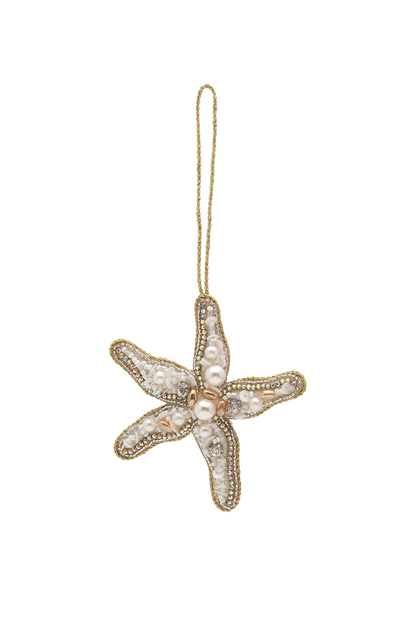 Adorno navideño Beaded Starfish WHITE