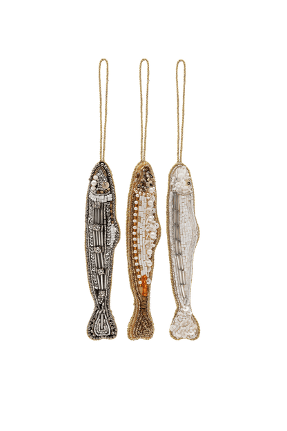Décorations de sapin Beaded Sardine, lot de 3 MULTICOLOUR