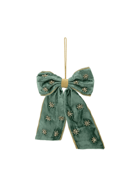 Christmas Tree Ornament Beaded Verdant Luxe Bow GREEN