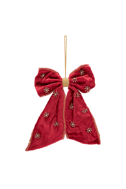 Décoration de sapin Beaded Crimson Luxe Bow RED