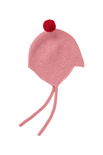 Gorro de bebé de cachemira DUSTY PINK/CHIANTI