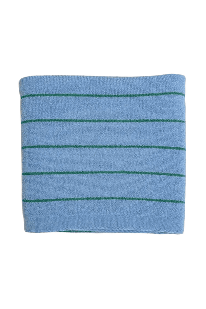 Coperta Harry in lana merino LIGHT BLUE / GRASS