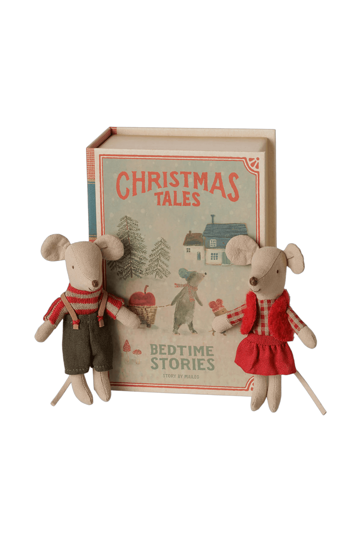 Ratones gemelos navideños en un libro