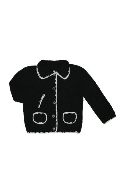 Dětský merino kardigan Stitch BLACK