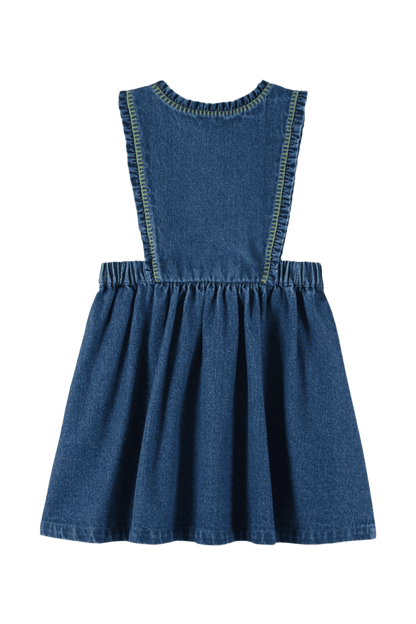 Robe en jean brodée avec tablier DENIM