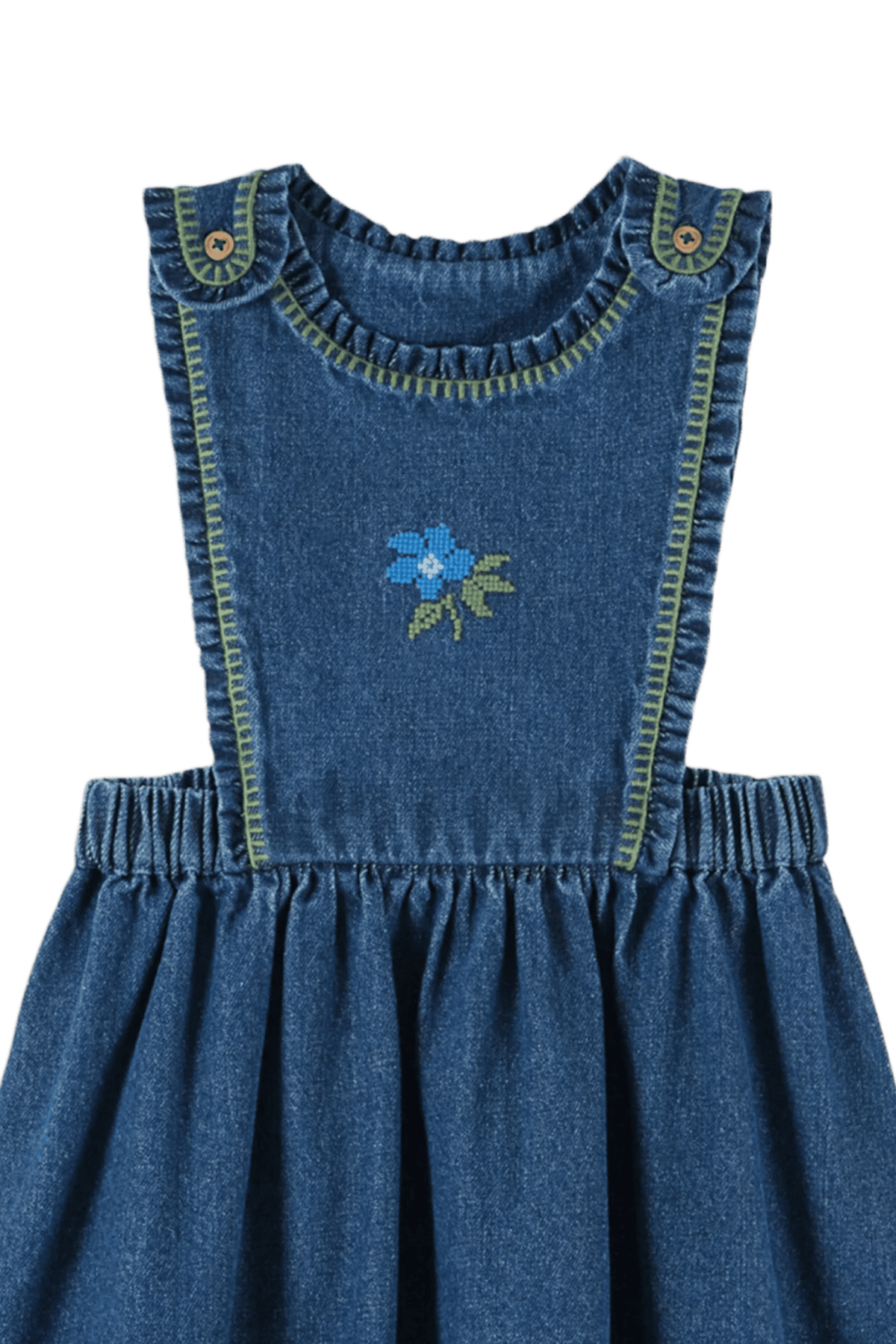 Robe en jean brodée avec tablier DENIM