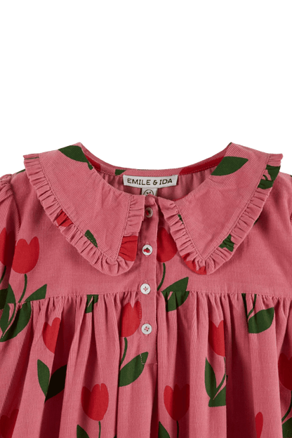 Robe en velours rose tulipe GRANDE TULIPE