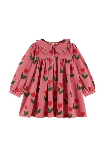 Robe en velours rose tulipe GRANDE TULIPE