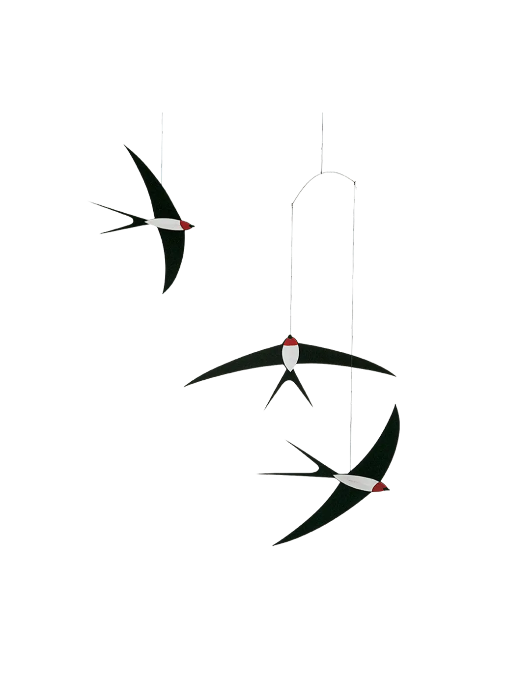 kontrastowy mobil z jaskółkami Flying Swallows Flensted Mobiles BEBE Concept 