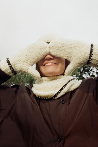 Merino rukavice Stitch Mittens CREAM