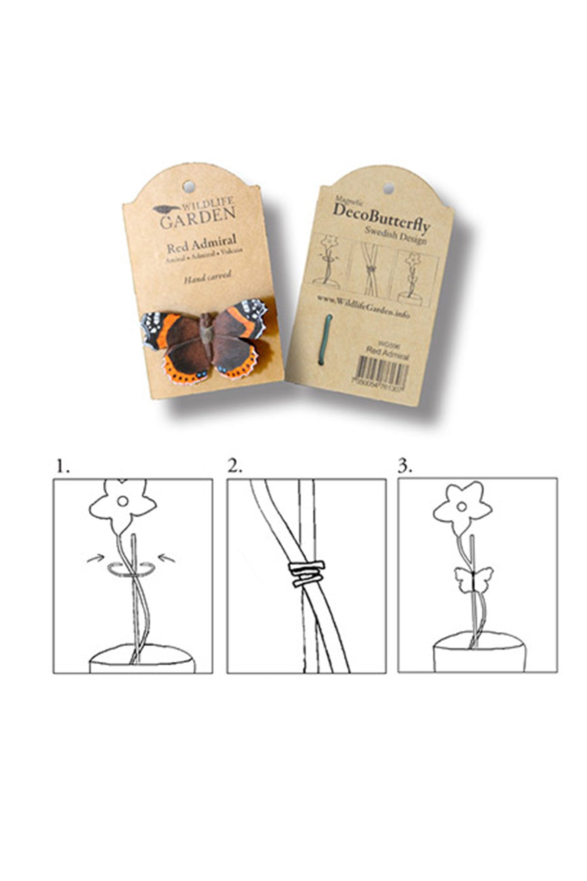 Magnete in legno a forma di farfalla Vanessa atalanta.