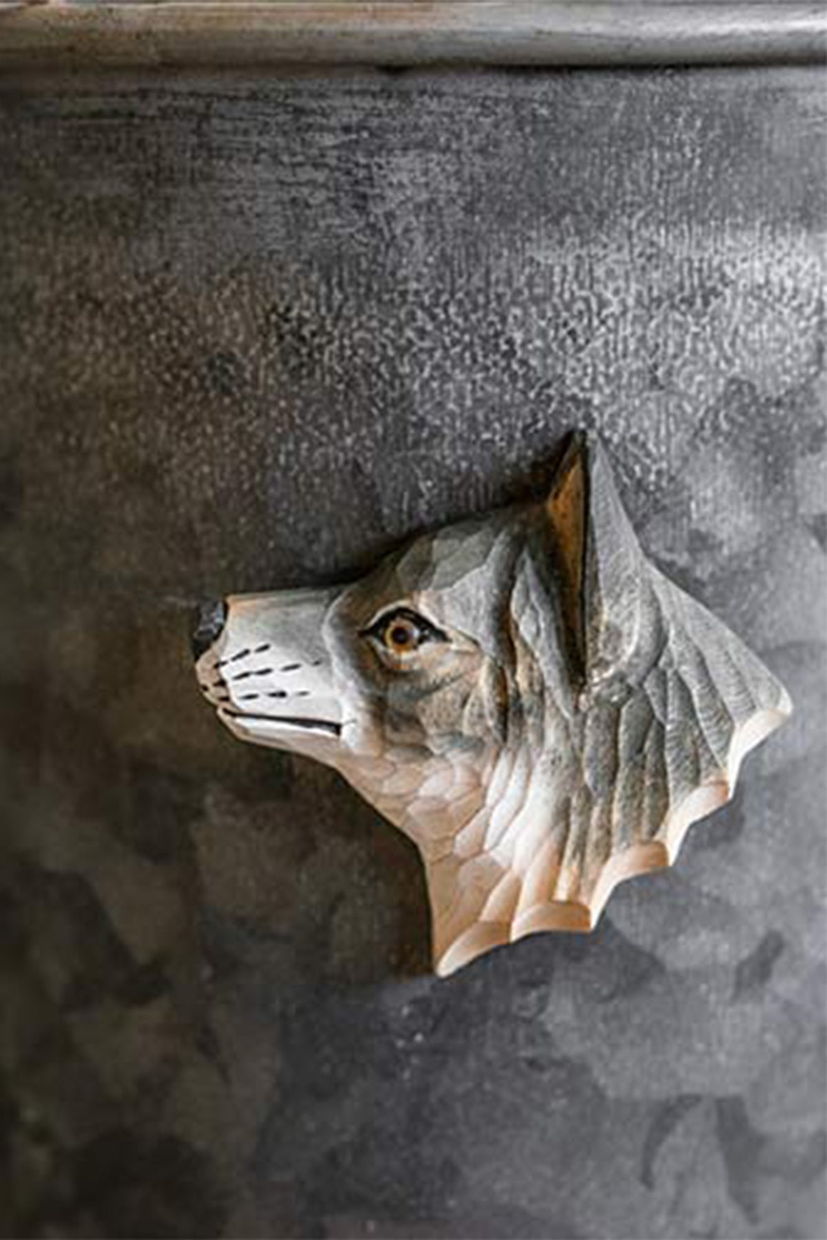 Aimant en bois Loup Gris