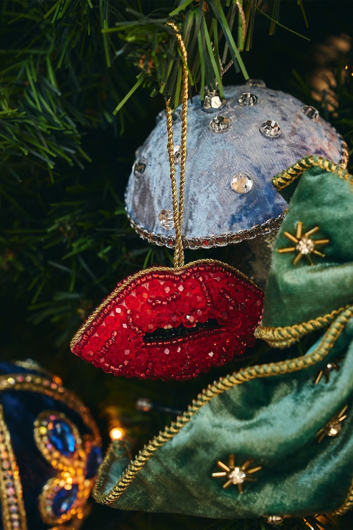 Adorno navideño Beaded Pout RED