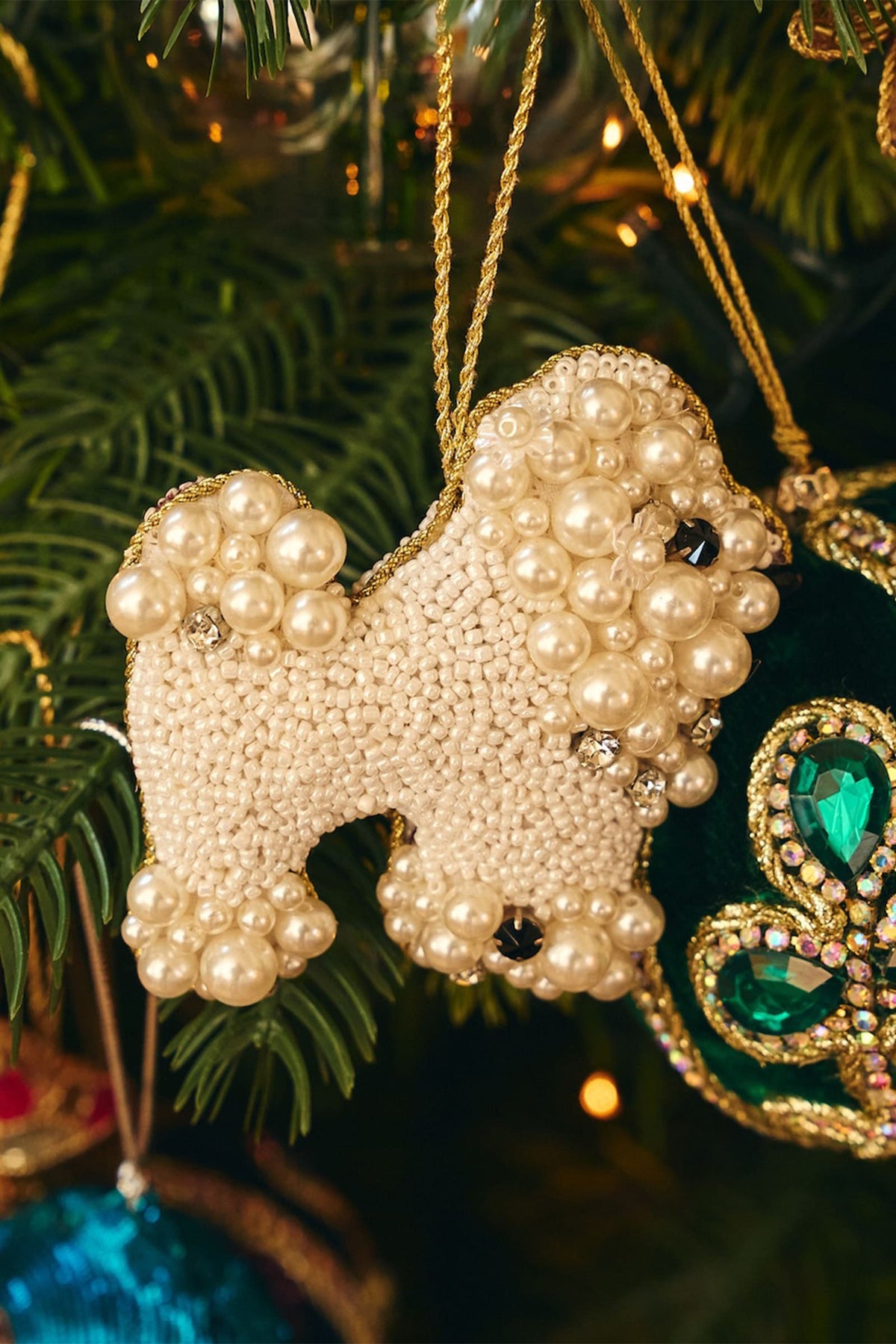 Adorno navideño Beaded Poodle