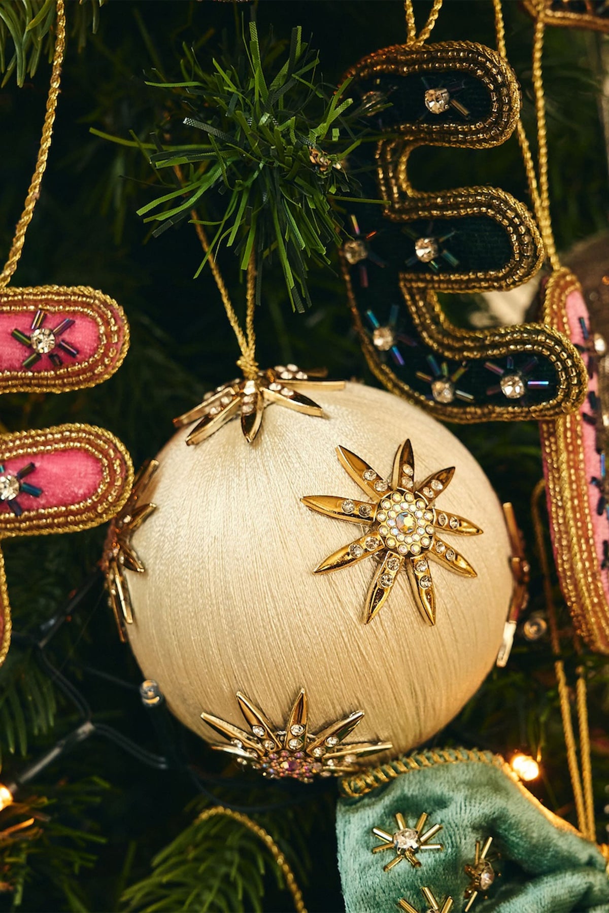 Christmas Tree Ornament Starry Night Ivory