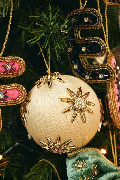 Christmas Tree Ornament Starry Night Ivory WHITE