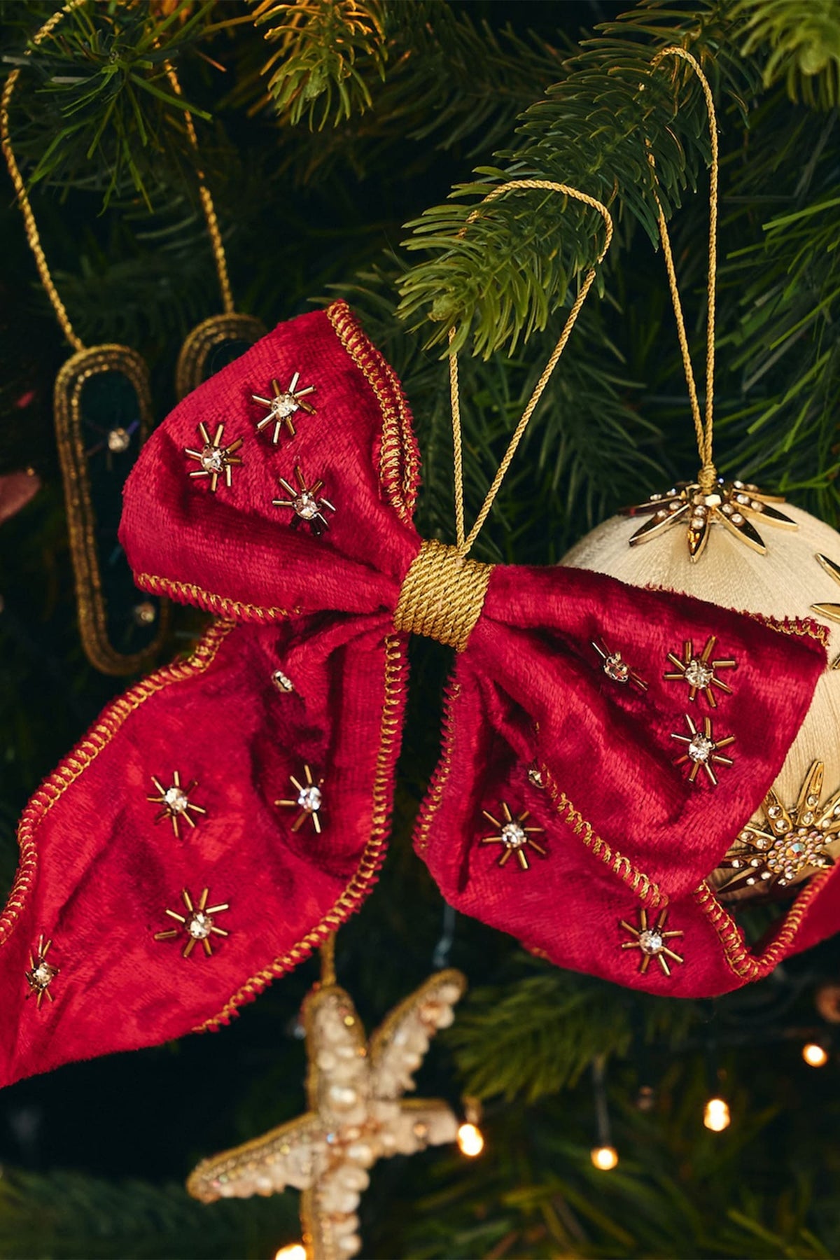 Décoration de sapin Beaded Crimson Luxe Bow