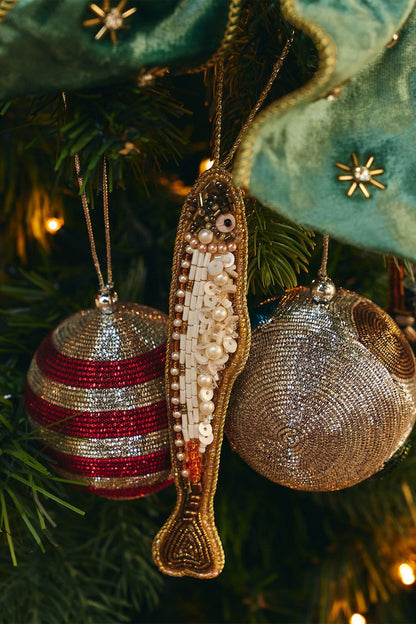 Décorations de sapin Beaded Sardine, lot de 3 MULTICOLOUR