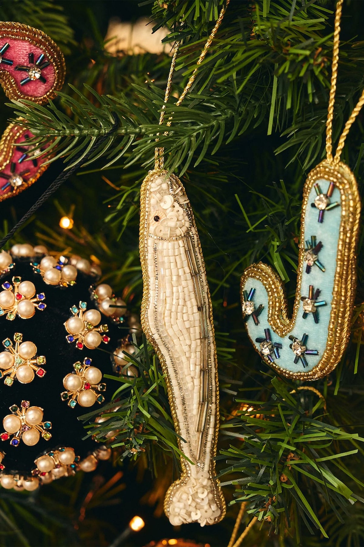Décorations de sapin Beaded Sardine, lot de 3 MULTICOLOUR