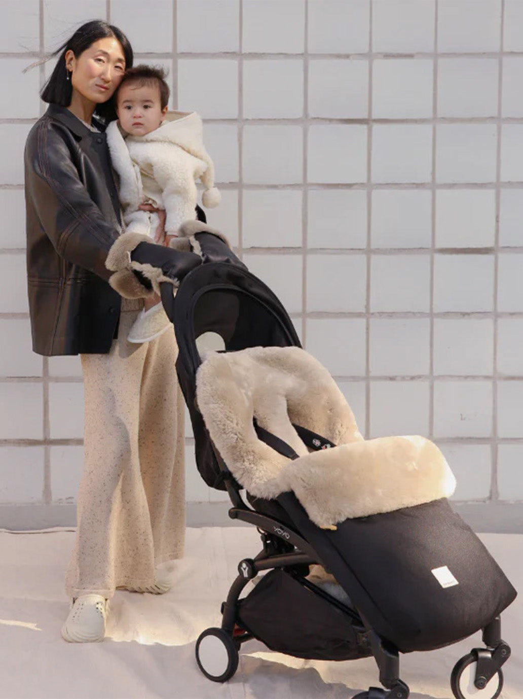 Waterproof puffmuff with merino wool TOAST