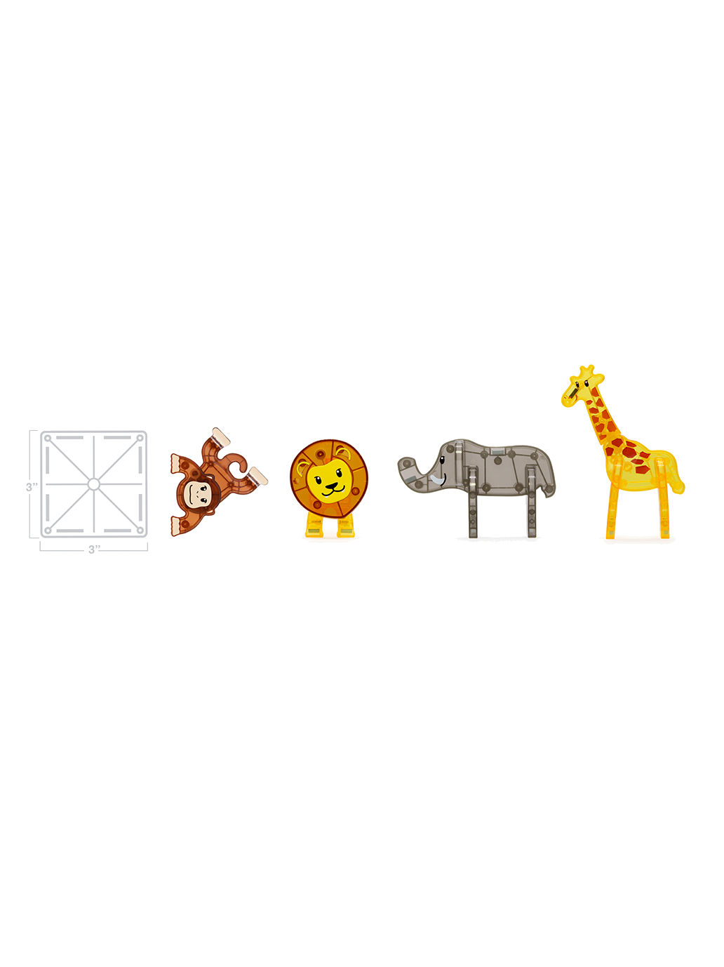 Klocki magnetyczne Safari Animals 25 el. Magna-Tiles BEBE Concept 