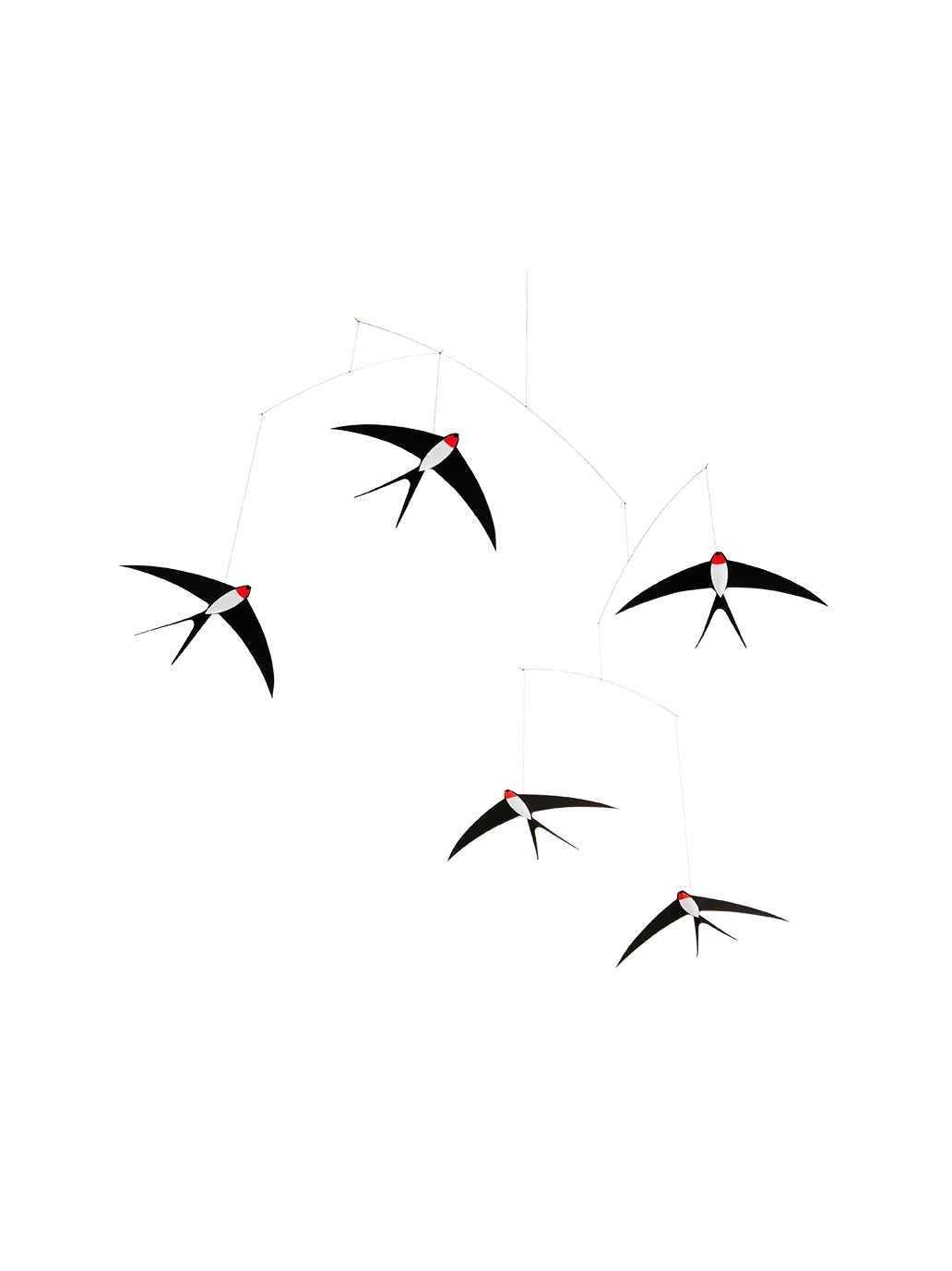 kontrastowy mobil z jaskółkami Flying Swallows Flensted Mobiles BEBE Concept 