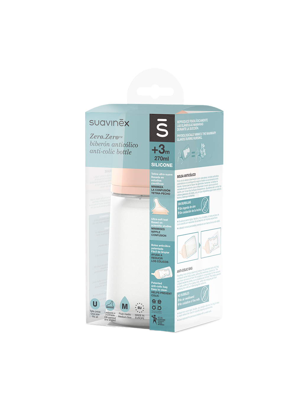 Butelka antykolkowa o średnim przepływie Zero Zero 270 ml Suavinex BEBE Concept 