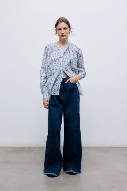 TNS Denim Extra Wide Woman Pant Indigo Denim The New Society BEBE Concept 