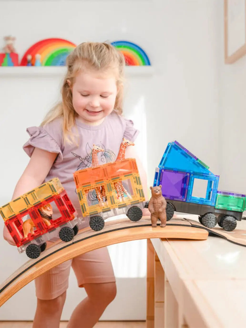 Klocki magnetyczne Rainbow Transport Pack Connetix BEBE Concept 
