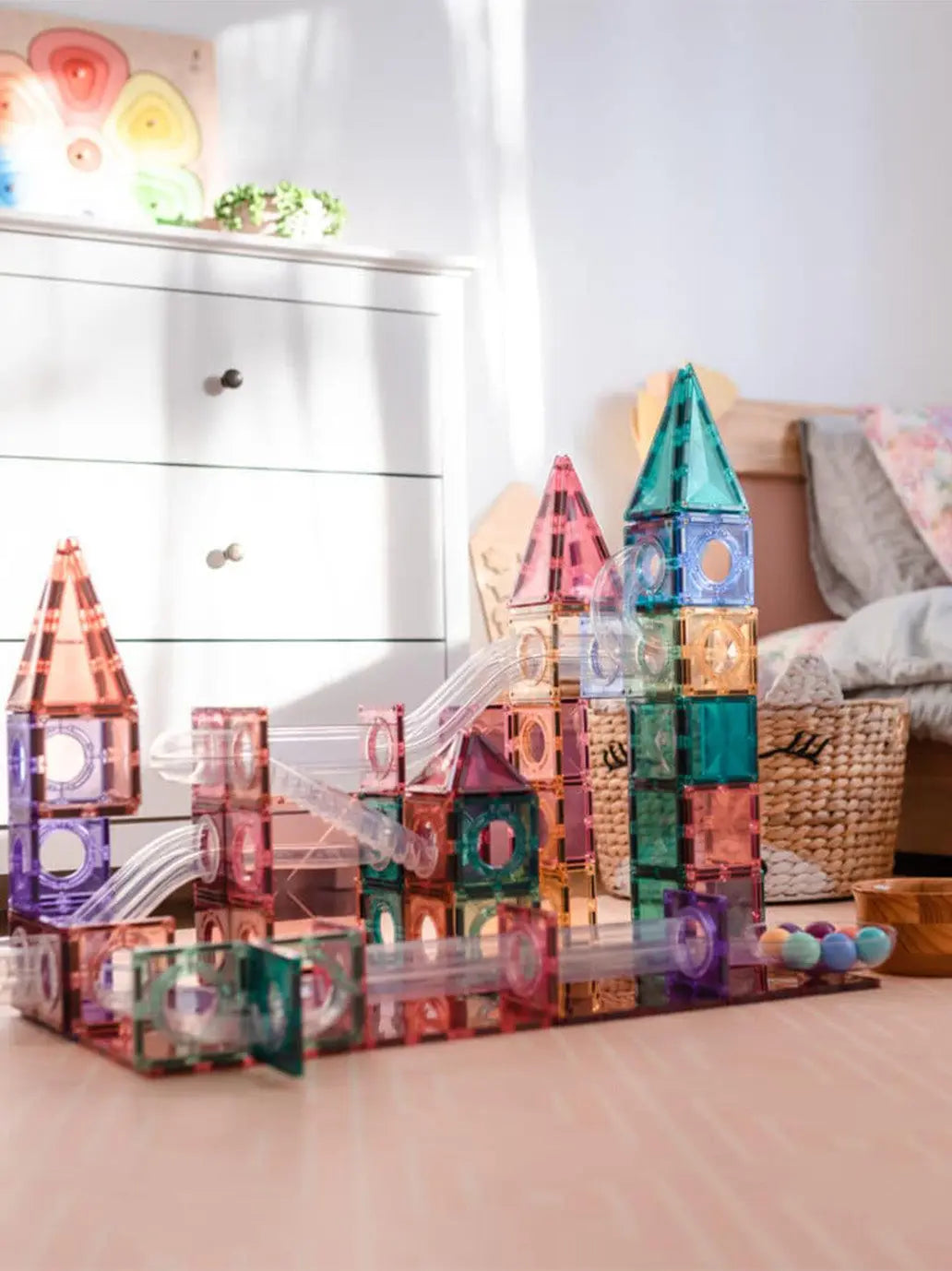 Klocki magnetyczne kulodrom Pastel Ball Run Pack Connetix BEBE Concept 