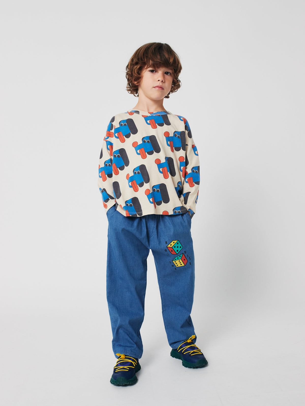 Roll the dice light denim pants Kids Bobo Choses BEBE Concept 