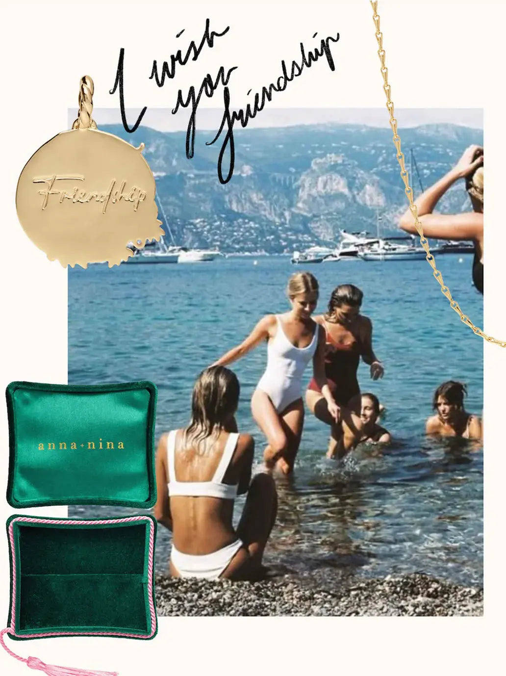 Pozłacana zawieszka Memorable Charm Friendship Anna + Nina BEBE Concept 