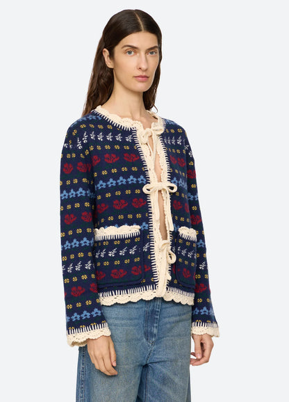 Preston Knit Tie Front Cardigan NAVY