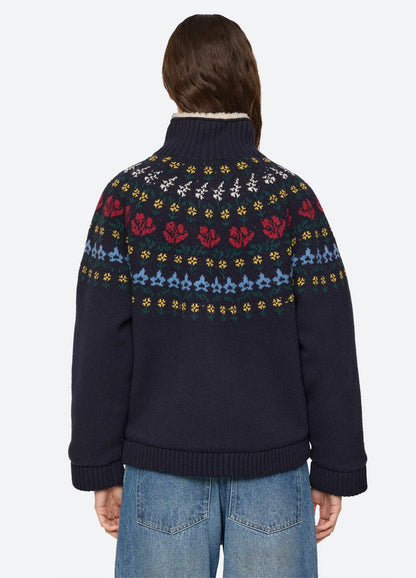 Preston Knit Sherpa Lined Jacket NAVY