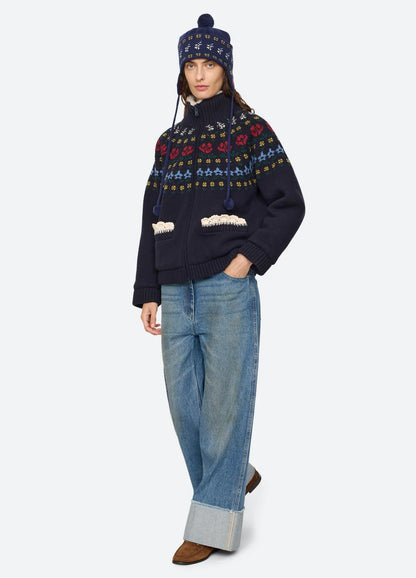 Preston Knit Sherpa Lined Jacket NAVY