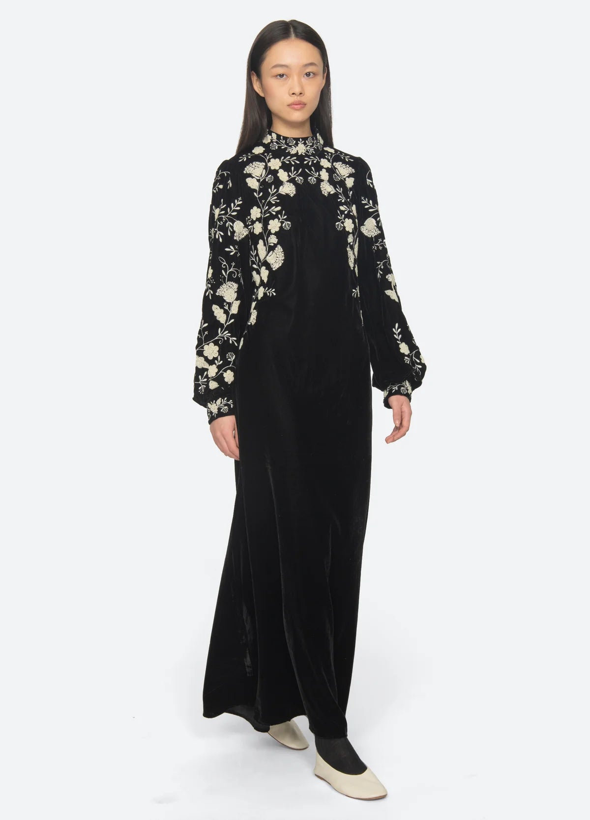 Shiloh Embroidered Maxi Dress BLACK
