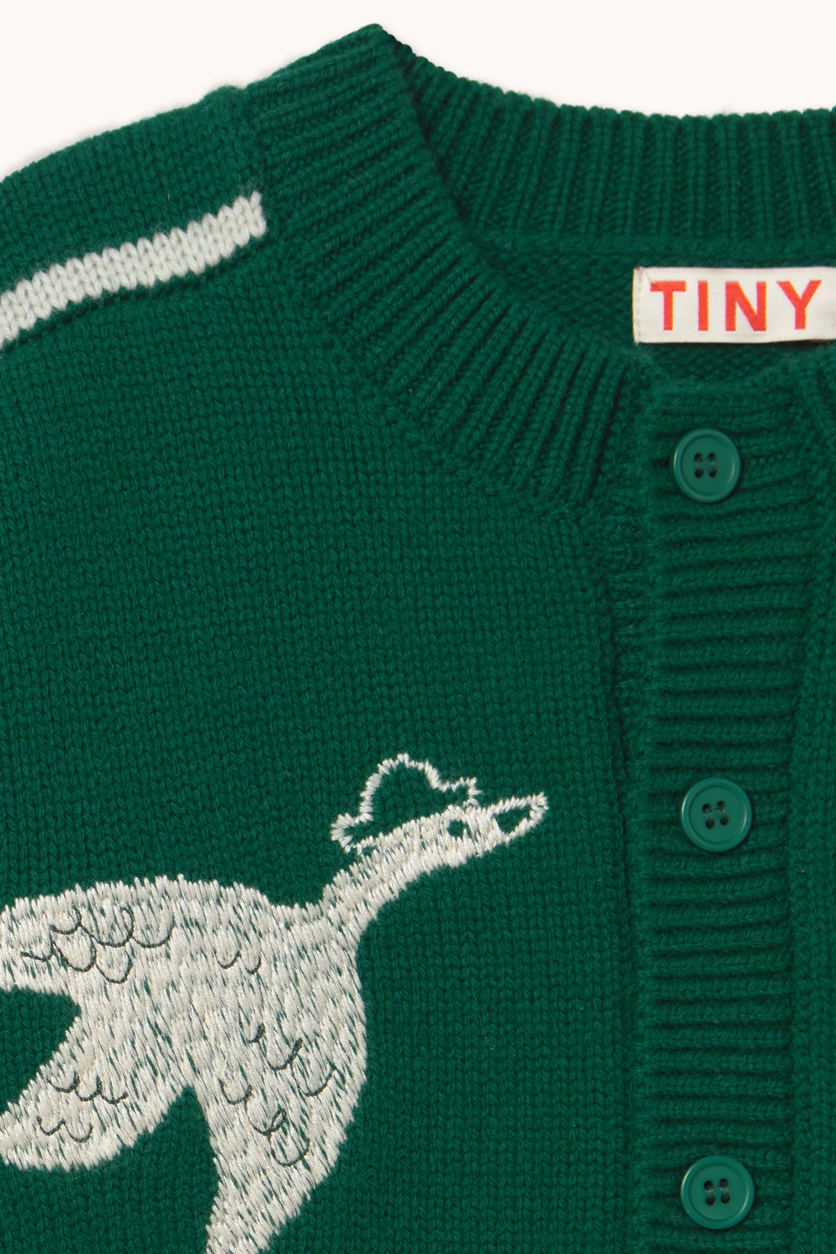 Geese Embroidery Cardigan DARK GREEN