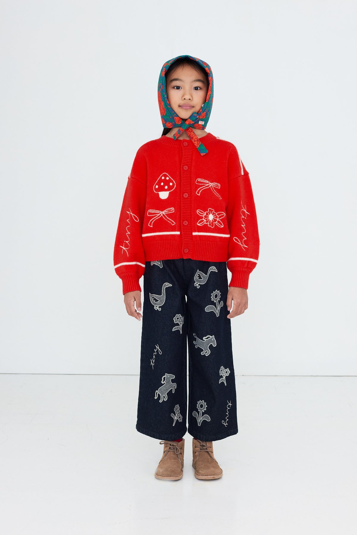 Cardigan con ricami a fiocco SUMMER RED