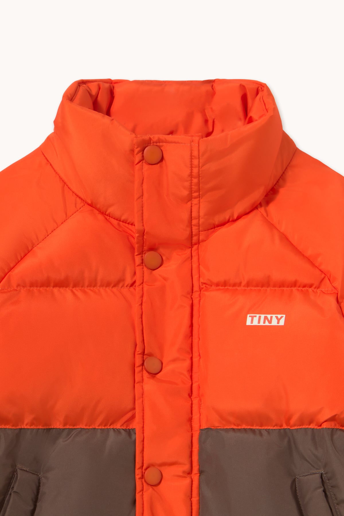 Color Block Short Padded Jacket SUMMER RED