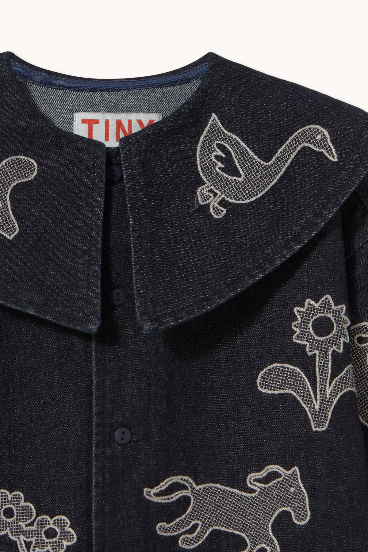 Džínové šaty s motivem koní a květin DENIM DARK WASH