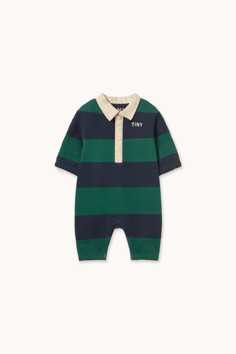 Polo-Einteiler mit marineblauen Streifen