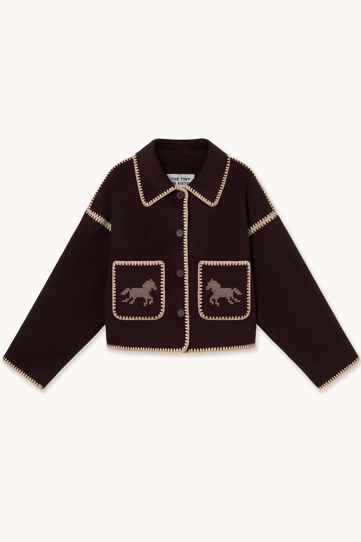 Short Horses Embroidered Coat CHARCOAL
