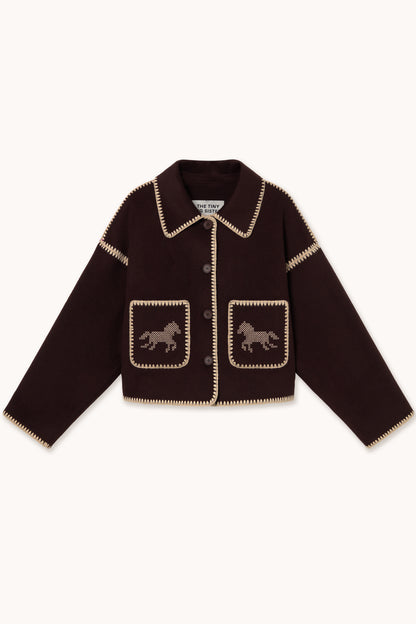 Short Horses Embroidered Coat CHARCOAL